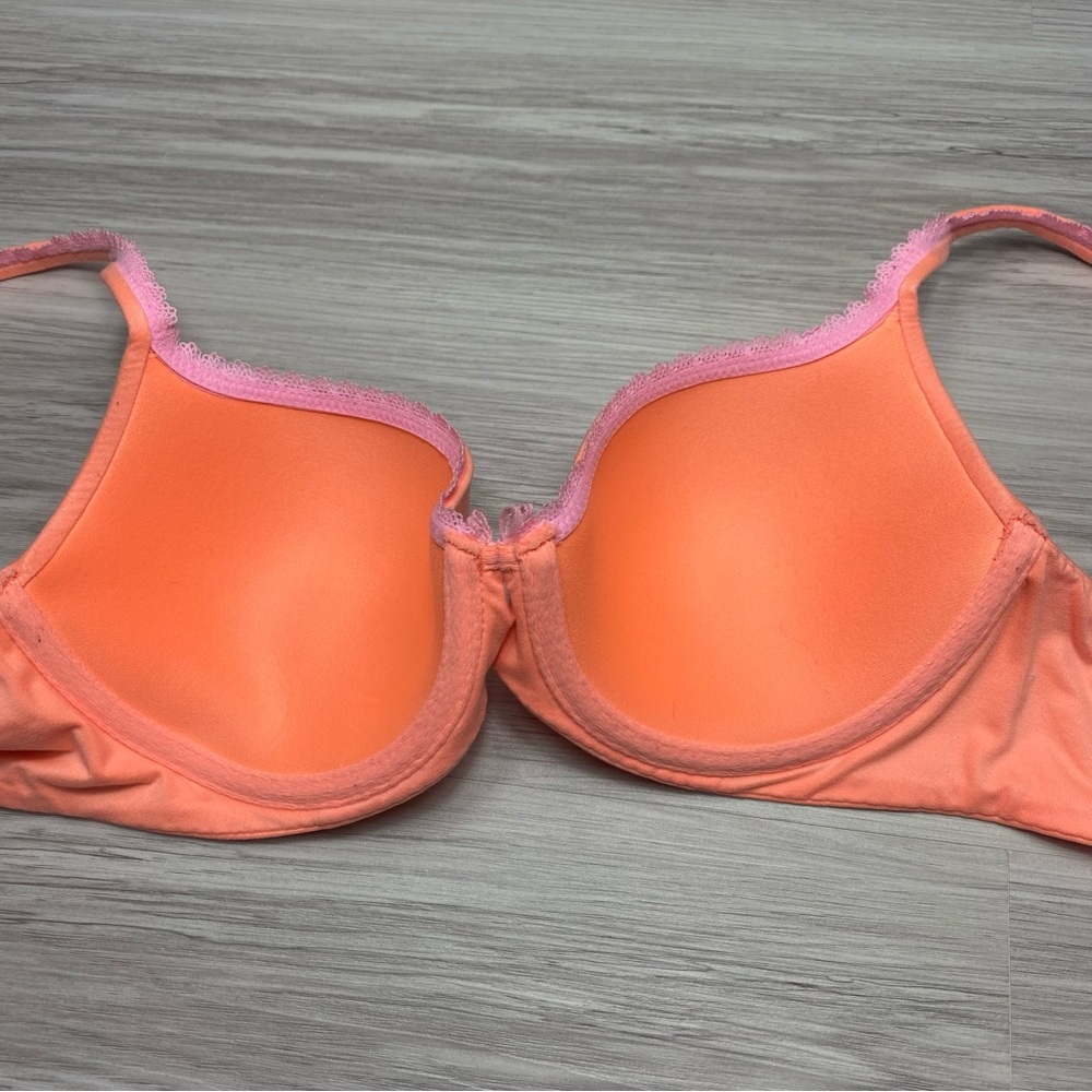 Victoria’s Secret lined Demi orange coral bra with baby pink lace size 34C - Picture 7 of 10